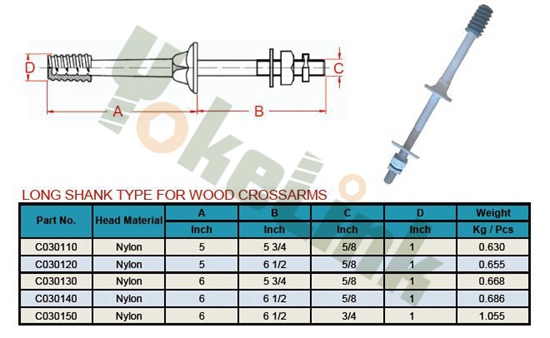 Long Shank Type For Wood Crossarms