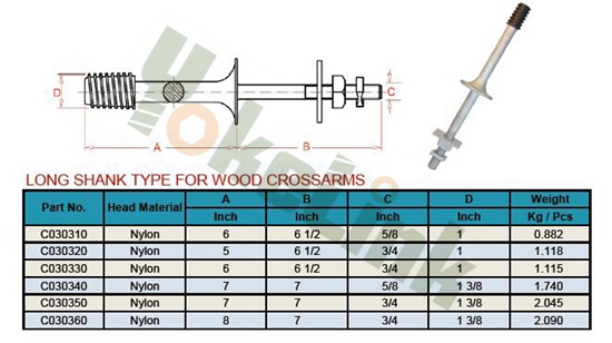 Long Shank Type For Wood Crossarms